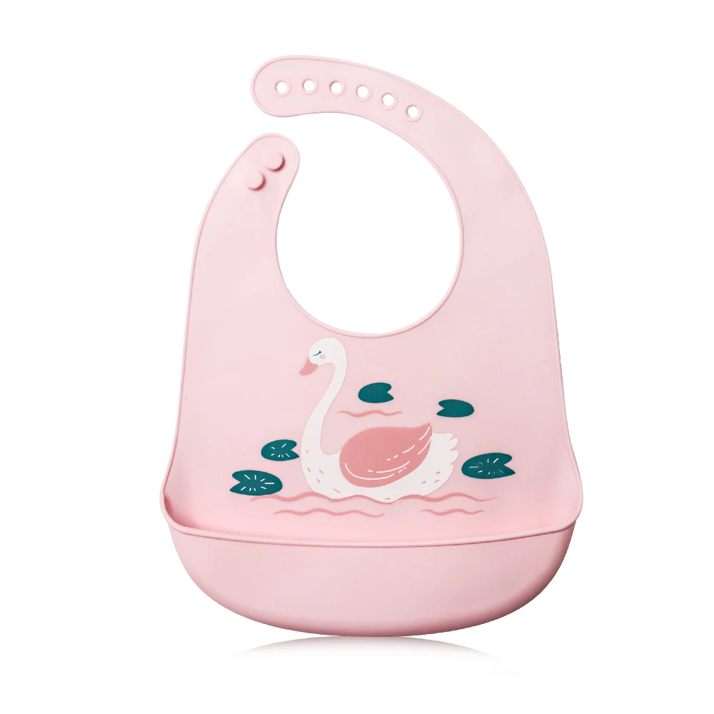 

Modern BPA Free Waterproof Silicone Baby Bucket Bib with Adjustable Strap Clean Dishwasher Safe Cute Silicone Baby Bibs, Any color is available