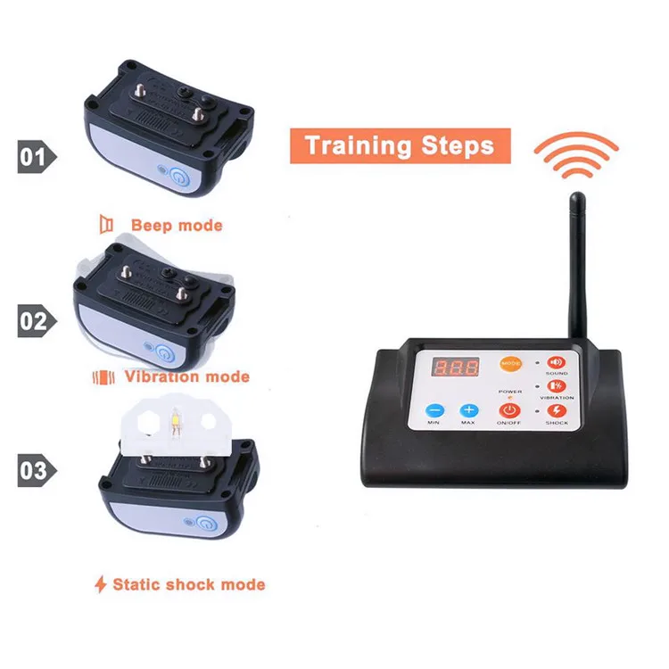 

Wireless electric dog fence with Remote control bark collar, Black