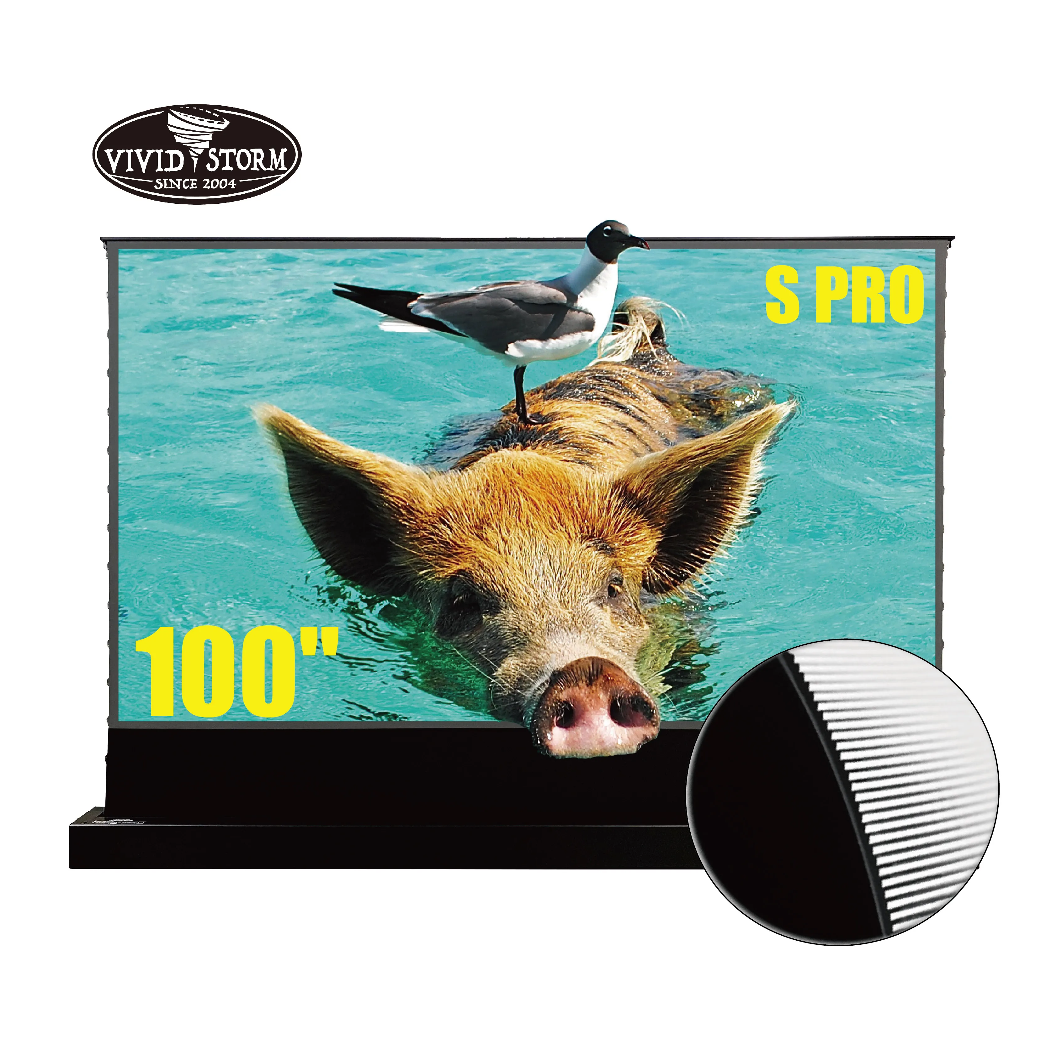 

VIVIDSTORM S PRO 100 inch Electric Tension Floor Screen for UST ALR Laser Projector motorized Ultra short throw movie screen