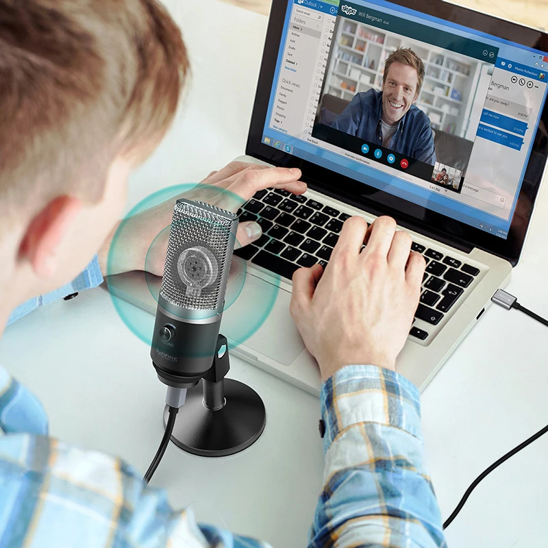 
Fifine Style Laptop Microphone Professional Condenser Microphone USB for Windows Mac OS K670 
