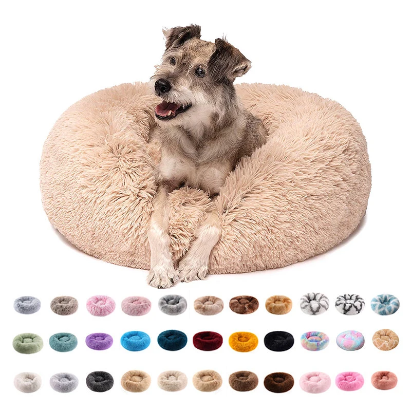 

ZMaker Dropshipping Removable Pet Cushion Waterproof Pet Cats Bed Fluffy Fur Donut Dog Bed, 24 different colors