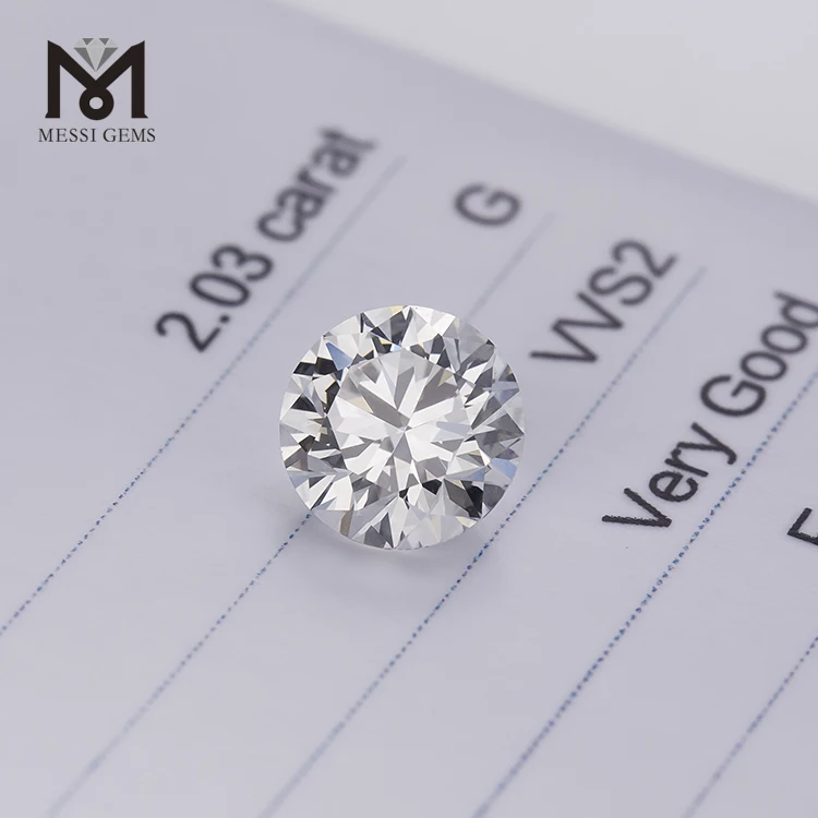 

Excellent Brilliant Cut Synthetic Lab Grown Diamond 2 Carat G VVS CVD Diamond Price Per Carat