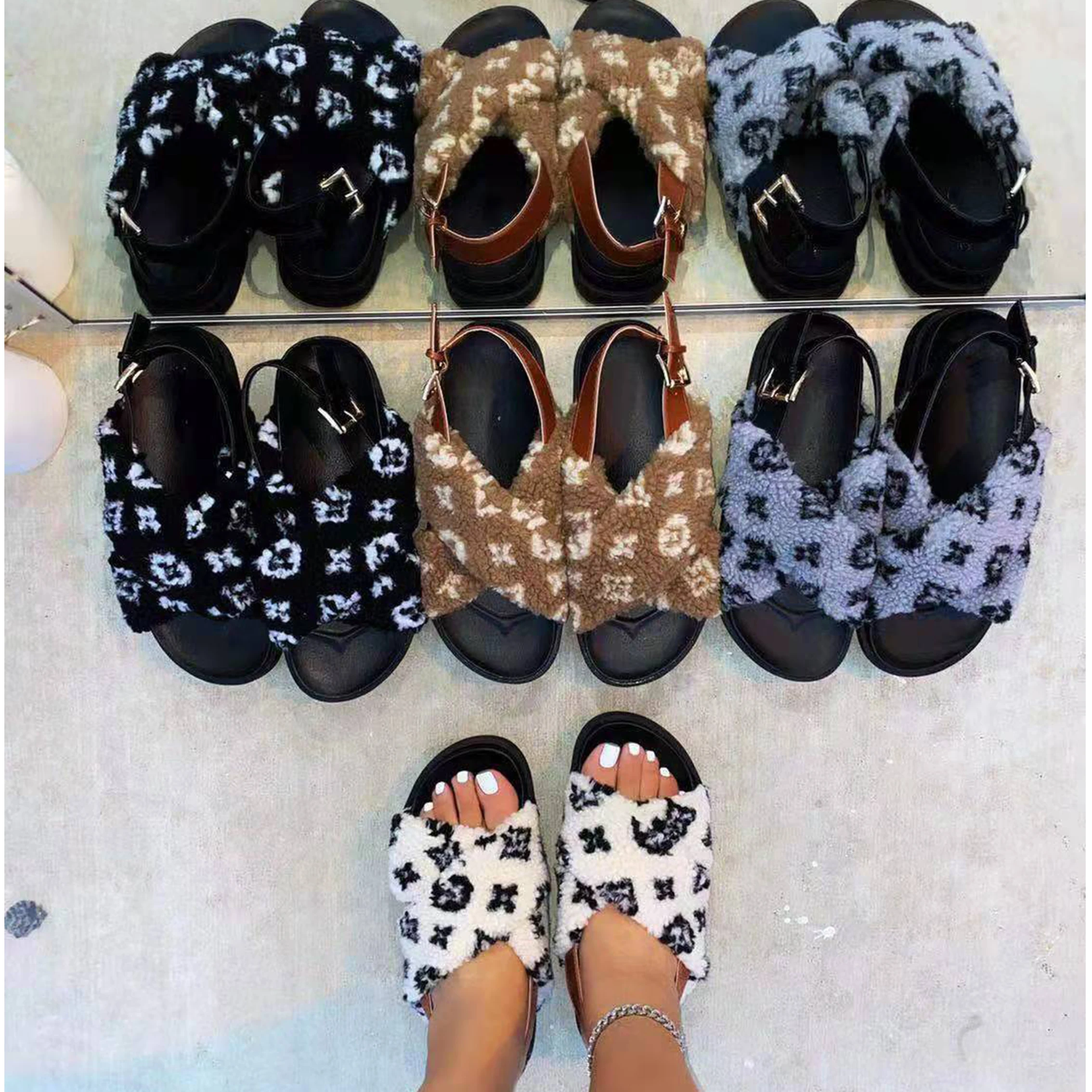 

Women designer famous brands luxury sandals ladies buckle straps platform sandals, Picture
