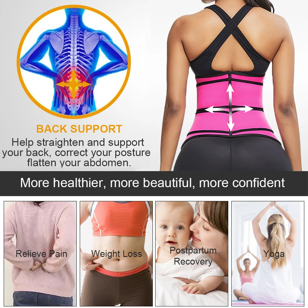 
Plus Size Zipper Front Neoprene Double Slimming Belts Waist Trimmer Custom Waist Trainer 