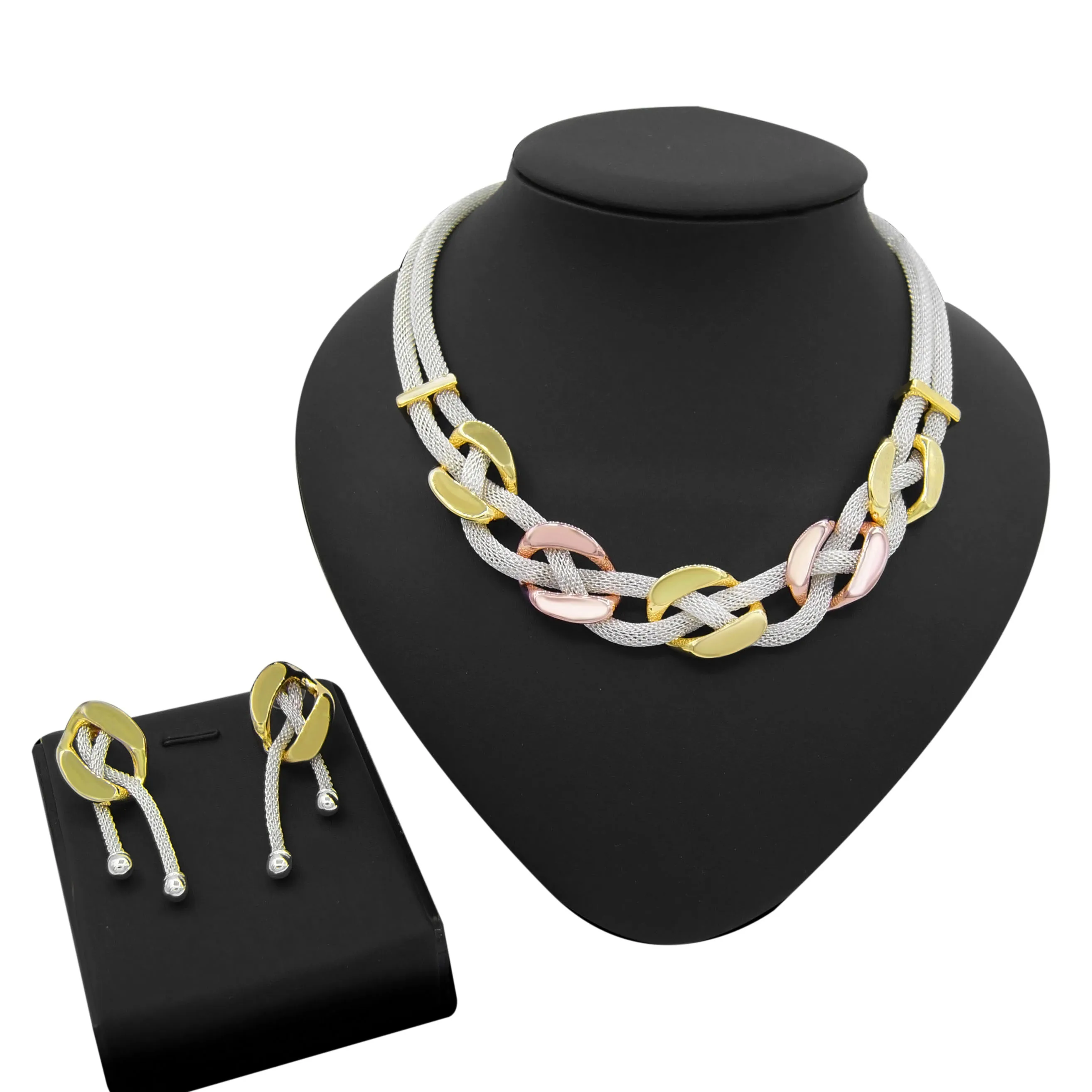 

Yulaili Fashion Colorful Collars Alloy Jewelry Sets Unique Design Multi Color Necklace Earrings For Daily Party Jewellery Set