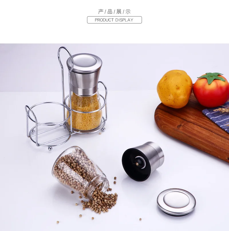

Kitchen Accessories Grinder Salt Manual Commercial Machine Chili Stainless Steel Pepper Mill, Silver