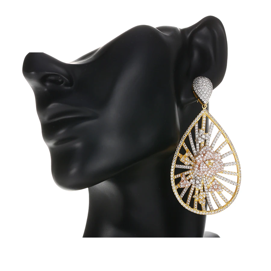 

1313 xuping fashion wholesale jewelry gold plated luxury diamonds stud earrings