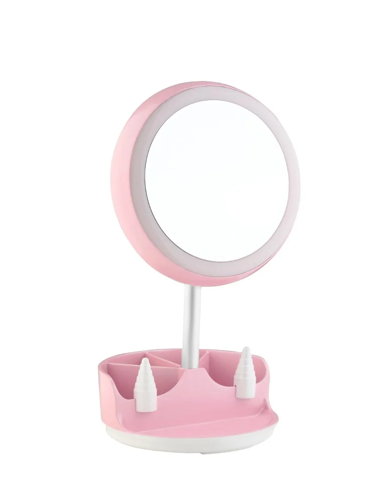 
multi-functional USB electric make up mirror six colors light folding handle lamp mirror WE-081 