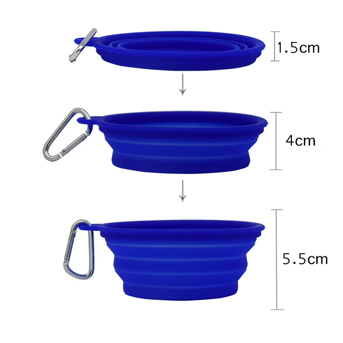 

Custom Portable Pet Feeding Water Bowl Foldable Silicone Travel Dog Bowl, Any pantone color is available