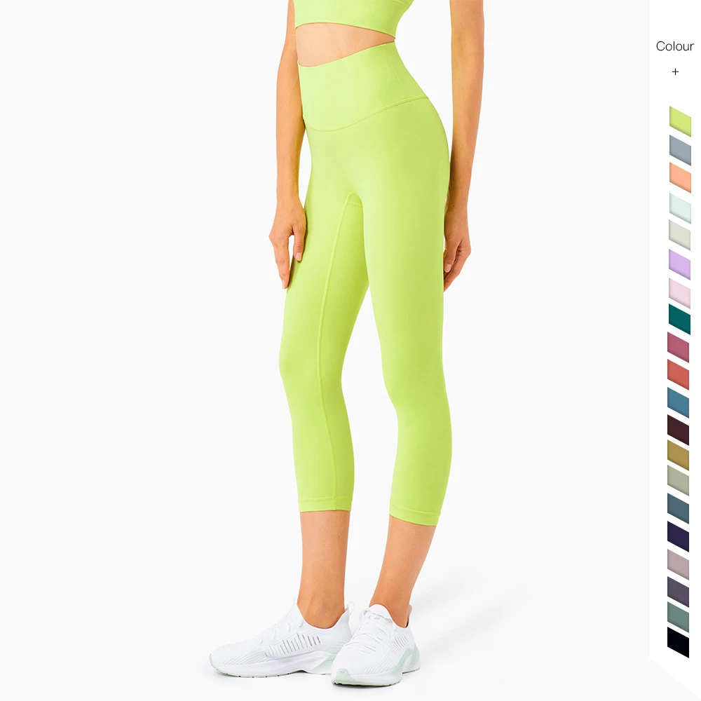 

Fashion High Quality Low Price Lulu No Front Seam Embarrassment Line Tight Yoga Capri Pants, 7 colors