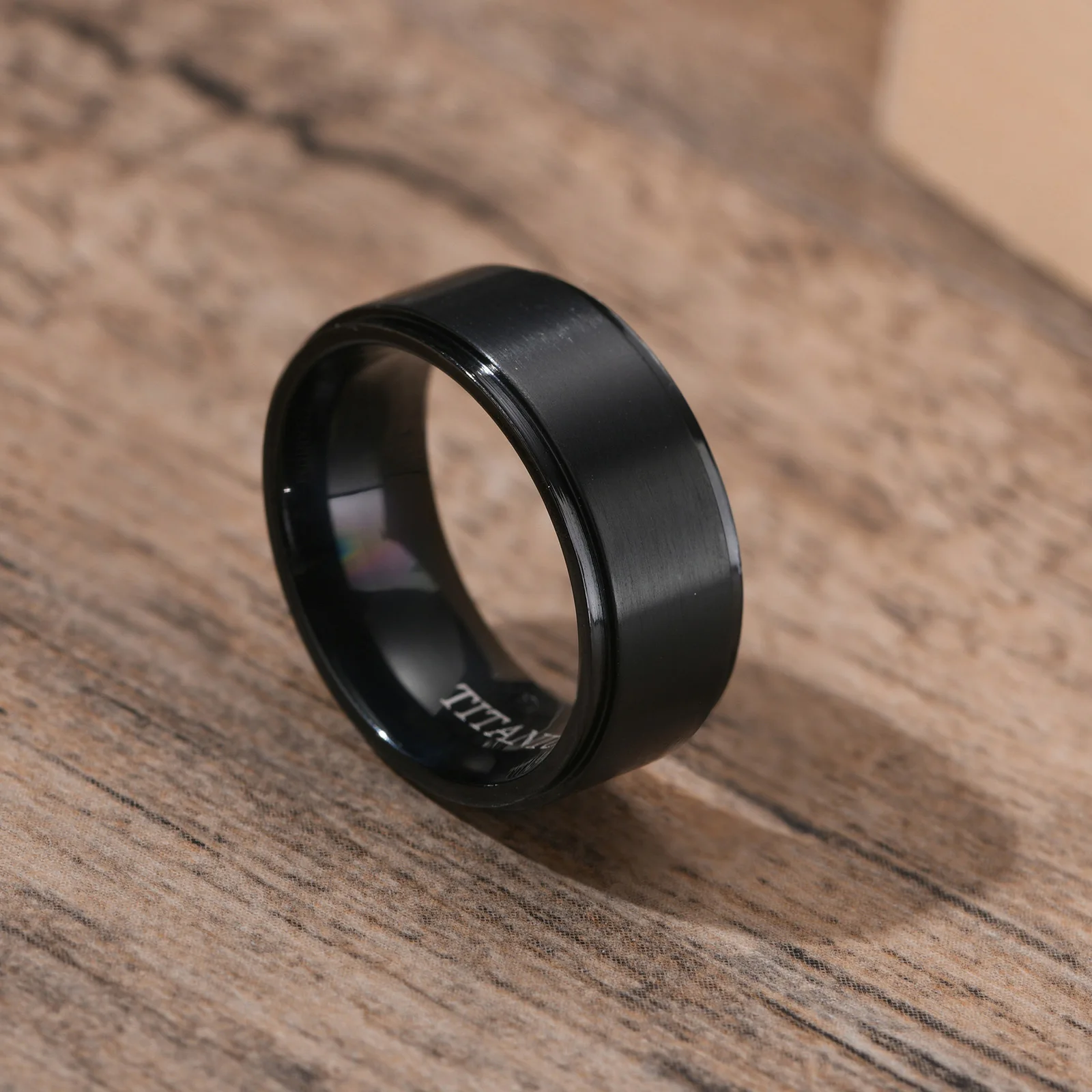

wholesale custom 8mm men rings bruehd blank titanium steel silver finger ring