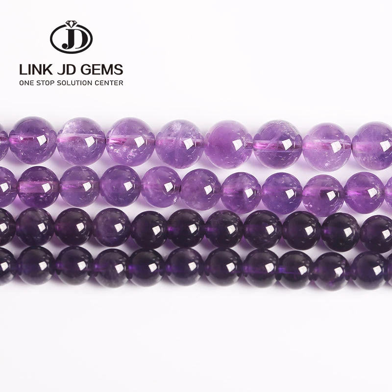 

JD Gemstone 4 6 8 10 12 14MM Natural Amethyst Dream Round Loose Lavender Quartz Energy Healing Stone Beads For Jewelry Making