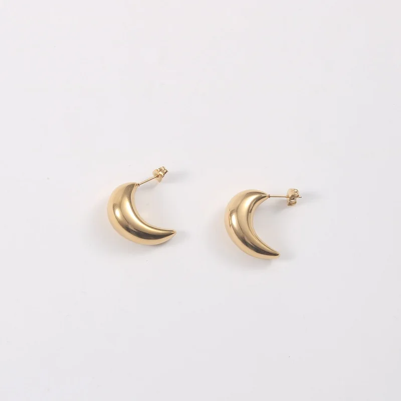 

Trendy Earring 18K Gold Plated Crescent Moon Hollow C Hoop Earrings for Women Stainless Steel Earrings Wholesale