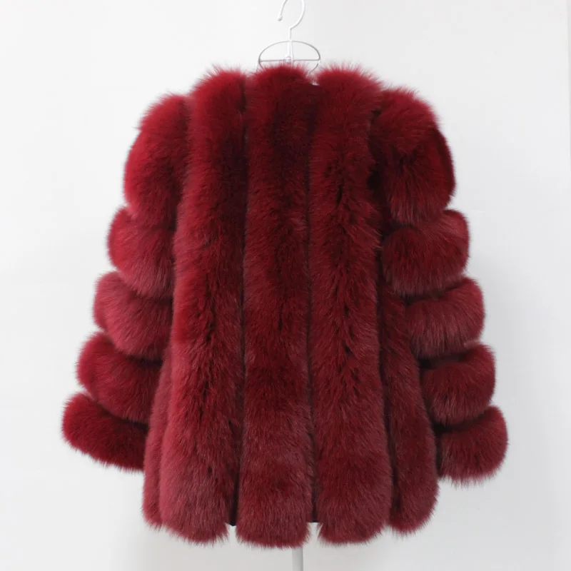 Custom Womens  Thick Warm Blue Fox Real Fur Coat Thick Jacket 2021 Winter Warm O-Neck Natural Fur women clothes