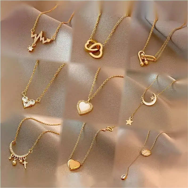 

XL49 Layered Mama OEM Gold Plated Jewelry Wholesale Women Jewelry Stainless Steel Gold Flower multilayer Necklace