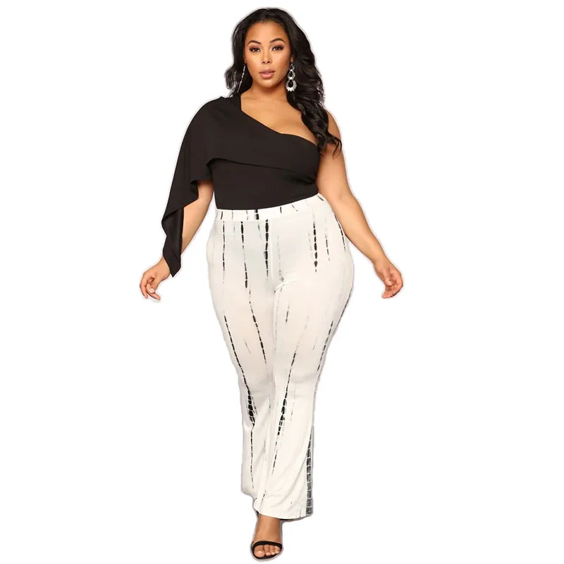 

RaA605 women casual loose printed pants plus size 6XL fat girls suits daily, Shown