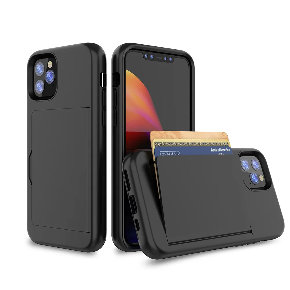 

2021 New Hard Cover TPU Plastic Flip Card Holder Phone Case for iPhone X XR 7 8 11Pro Max Anti-fall Mobile Phone Cases, Multiple