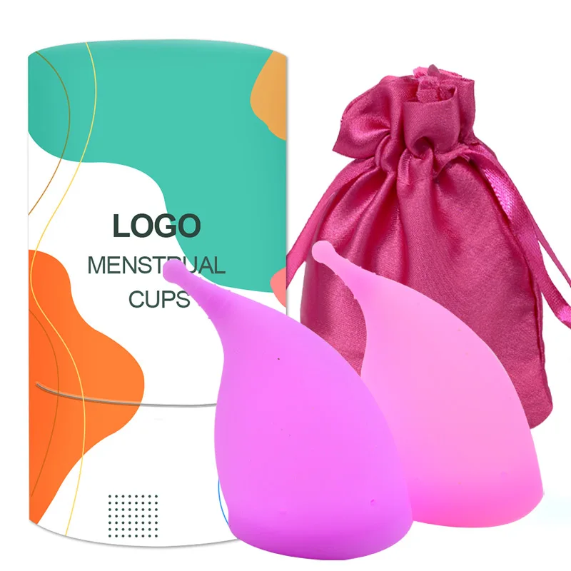 

OEM packaging not allergic menstrual cup reusable feminine period medical silicone, White, pink,purple