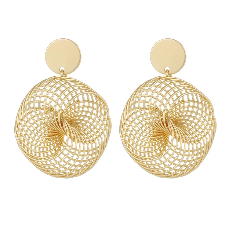 

Geometry-shaped Exaggerated Temperament Designer Long Earrings Multilayer Crossed Fashion Circle Mesh Earrings, Picture