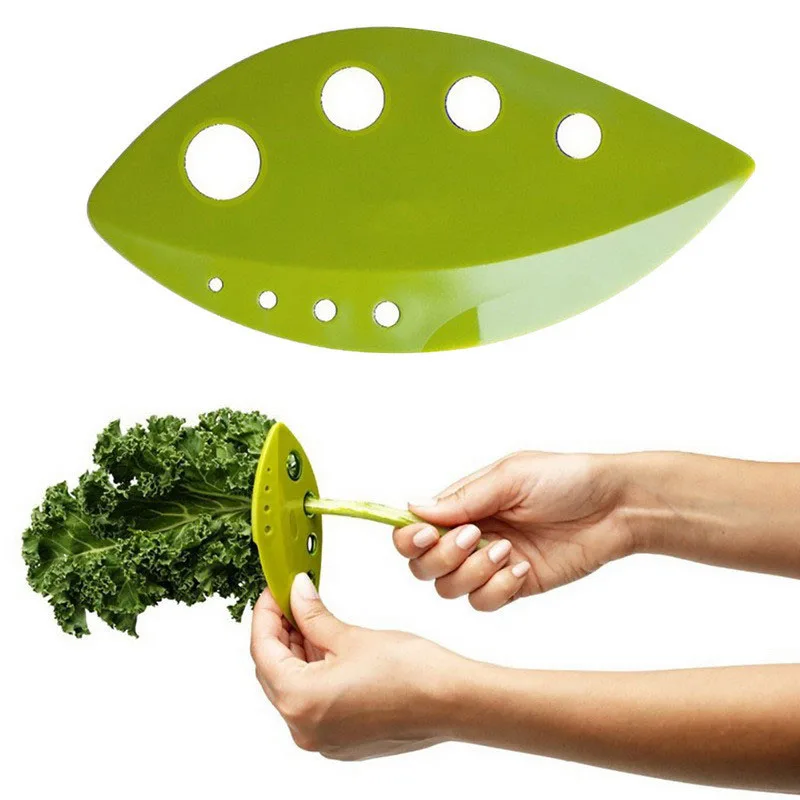 

1pc Loose Leaf Kitchen Gadgets Kale Chard Collard Greens Herb Stripper Looseleaf, As photo