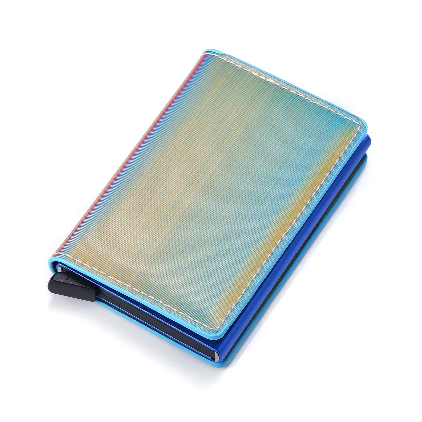 

Factory custom into seven colorful colour changing leather pu leather combination try aluminum rfid aluminum card case