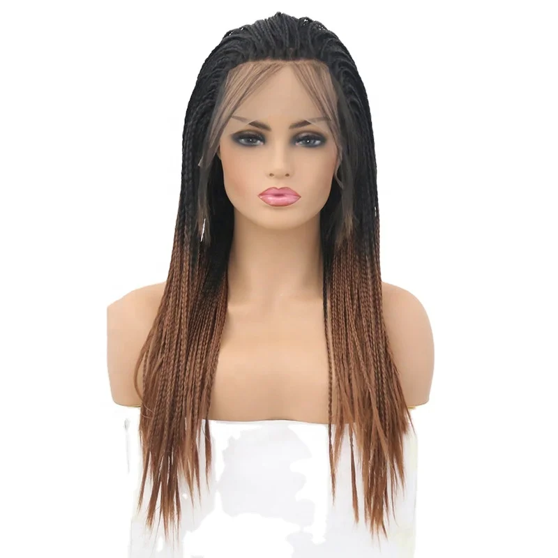 

wholesale factory price Brazilian kinky twist african ponytail braided synthetic hair wig