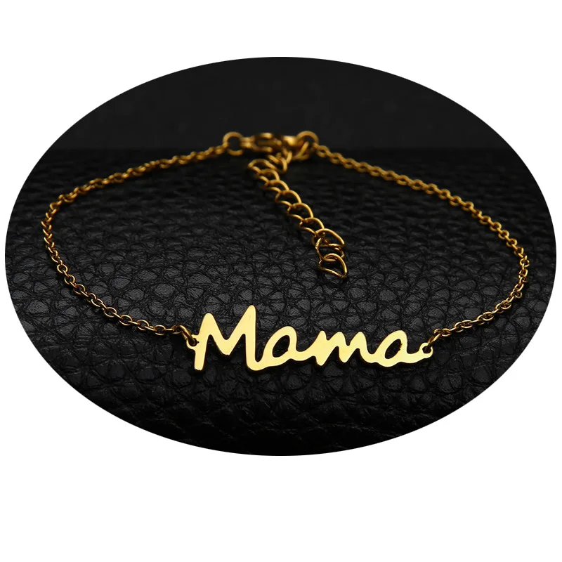 

High Quality Stainless Steel Gold Plated Mama Charm Bracelet for Mom Women