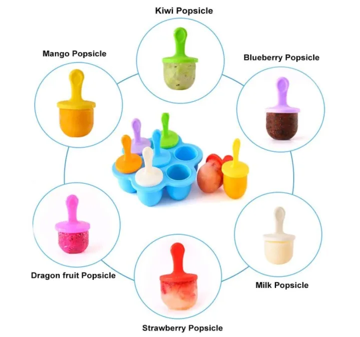 

Mini Silicone DIY Ice Pop Mold with Colorful Plastic Sticks