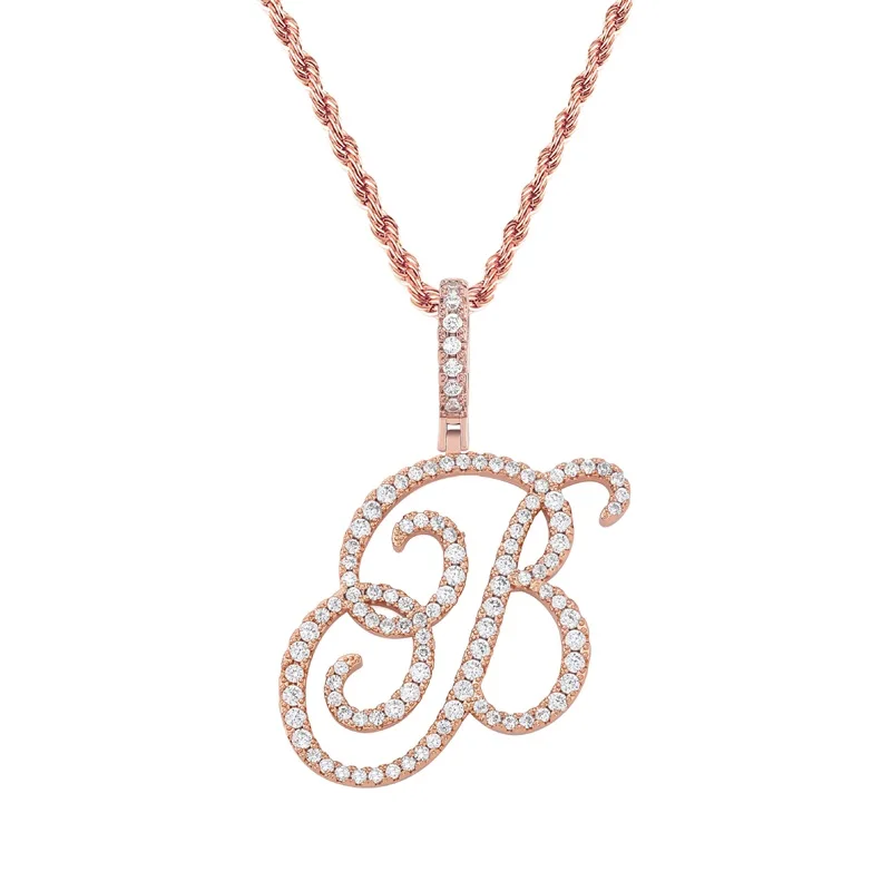 

Alphabet charms necklace jewelry diamond alphabet rose gold silver letter necklace