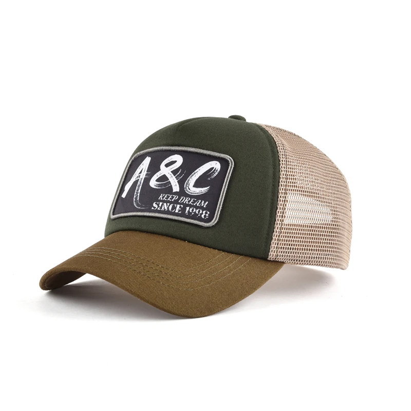 

OEM high quality pre curved brim mesh gorras custom logo 5 panel mens trucker hat