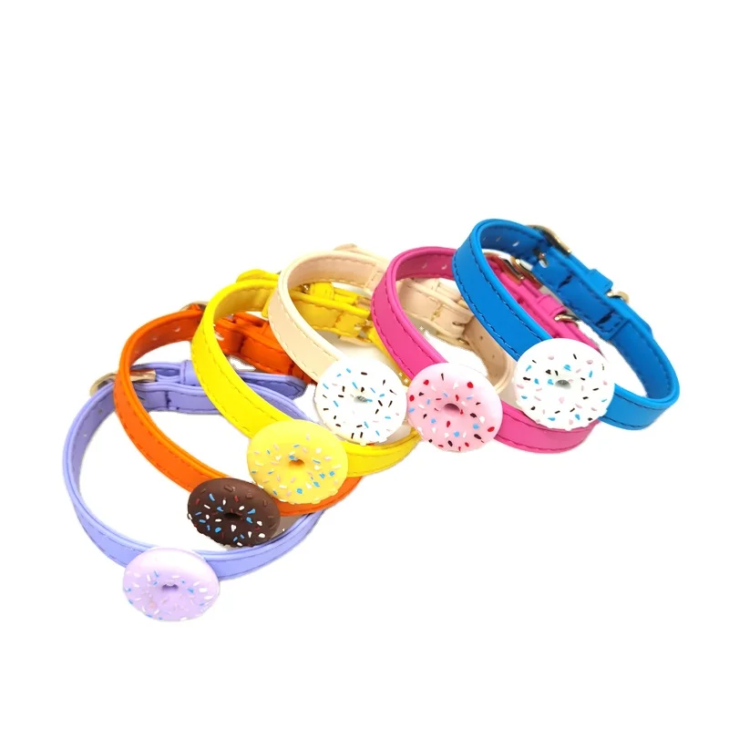 

Amigo fashion cute donuts colorful kitty cat collar wholesale safety small kitten PU leather metal buckle pet collar