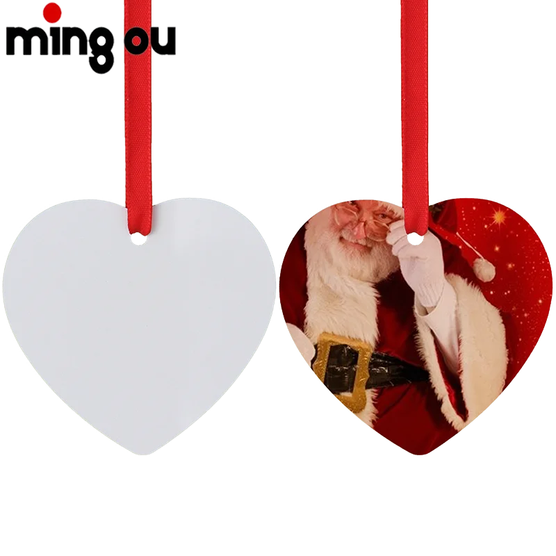 

Sublimation Blank Metal Aluminum Double-sided Heart Shape Christmas Ornaments