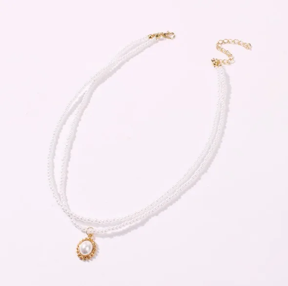 

Hot selling fashion freshwater pearl necklace layers multi layer clavicle chain for women, As picture shows
