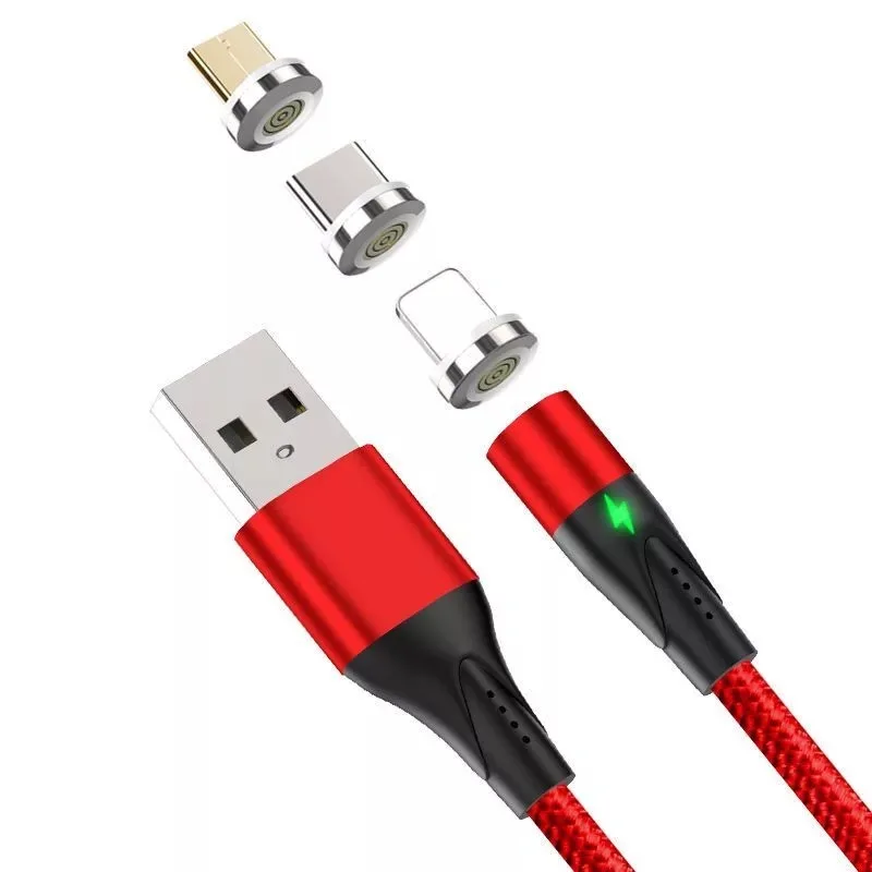 

High quality 3A Fast charging android USB Type-C 1M Cellphone Data line 3 in 1 magnetic charging cable for iphone Samsung, Black,red,blue,silver