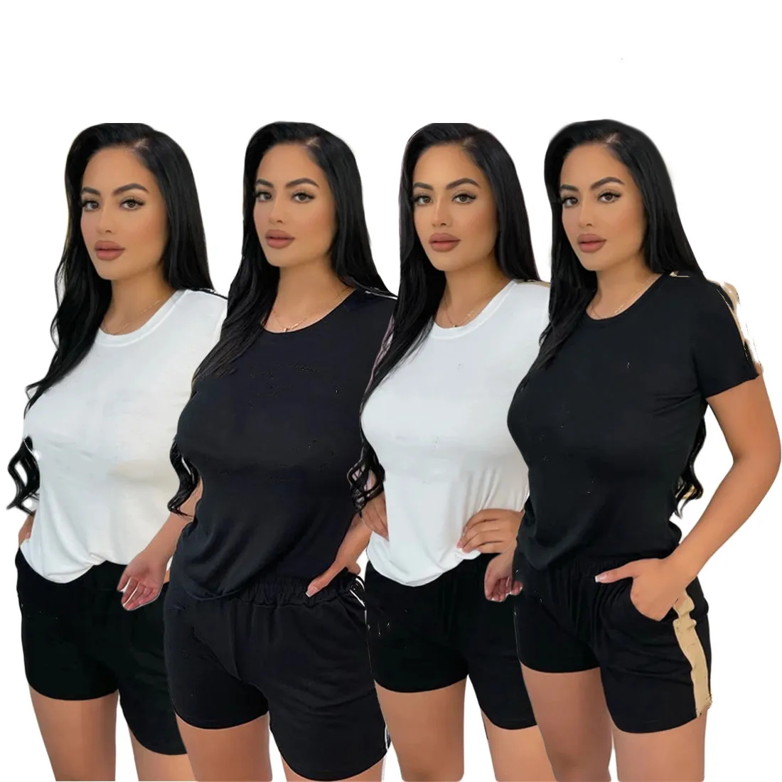 

2021 Casual Fashion summer new fashion hot drill Plus Size short sleeve jacket and Shorts Set famous brand clothing women