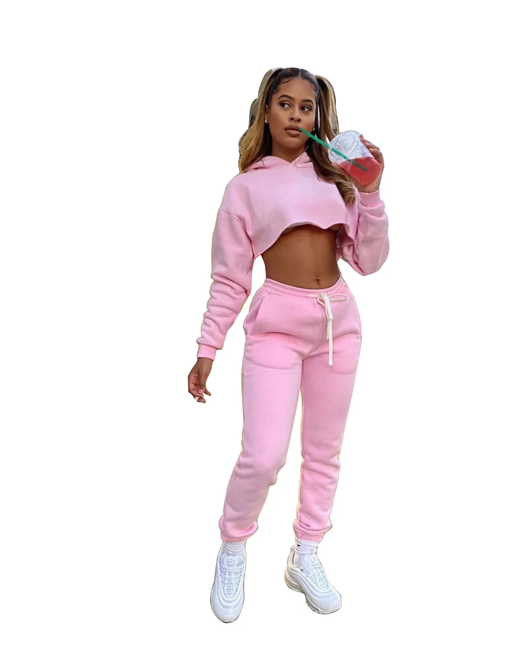

two piece set women long sleeve hooded zipper pocket sporty Jackets+leggings matching sets workout stretchy outfits, As show picture