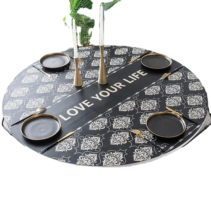 

Solid color tablecloth waterproof oilproof PVC round leather table mat printing table protector