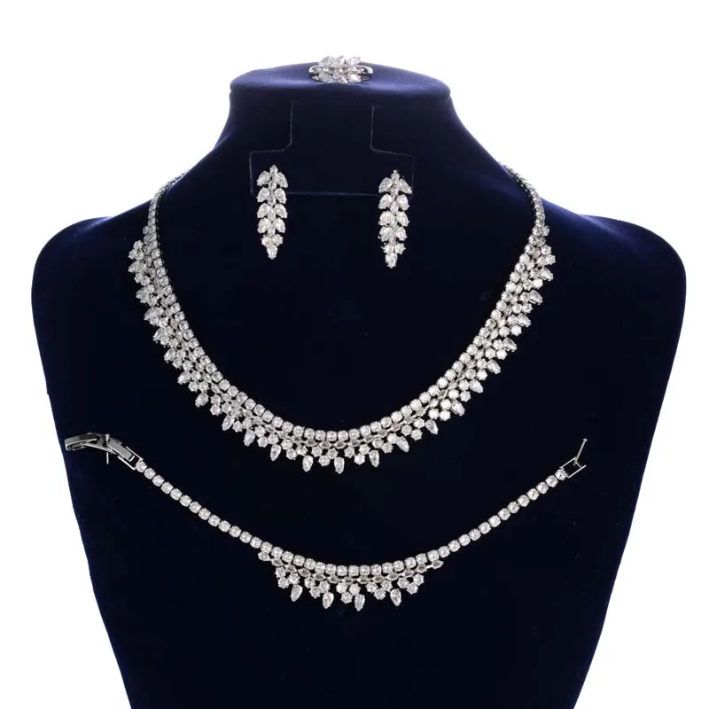 Dubai Bridal AAA+ Cubic Zirconia Luxury Jewelry Necklace Fashion Saudi Arabia Wedding Accessories Exquisite Set Bisuteria BN8792