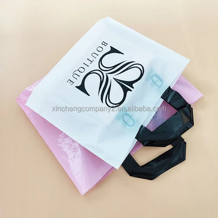 

wholesale Custom With Logo Plastic Die Cut Bags Clothing Pink Plastic Shopping Bag