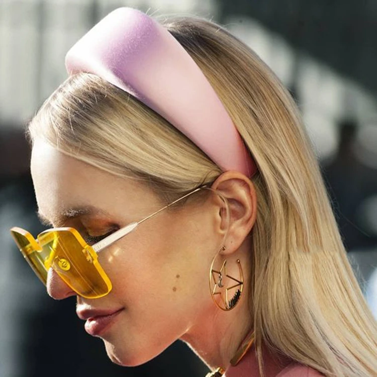 

Hot selling padded sponge thick headbands accessories candy color satin headband, Picture