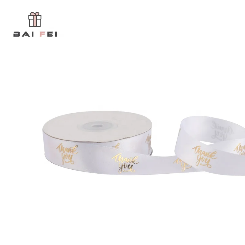 

BAIFEI PACKING custom ribbon satin gold stamping ribbon ribbon with logo