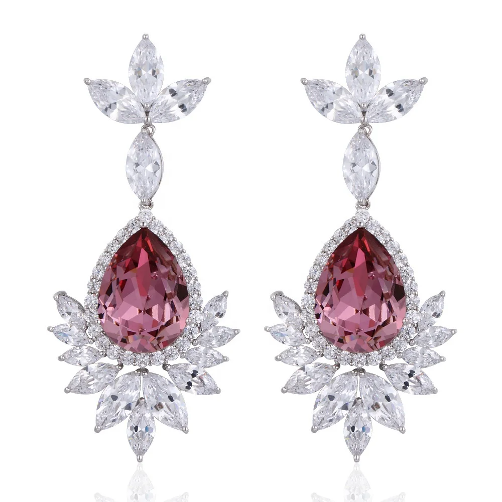 

Luxury Temperament Elegant Inlaid Rhinestone Zircon Drop Lady Jewelry Gift Party Wholesale