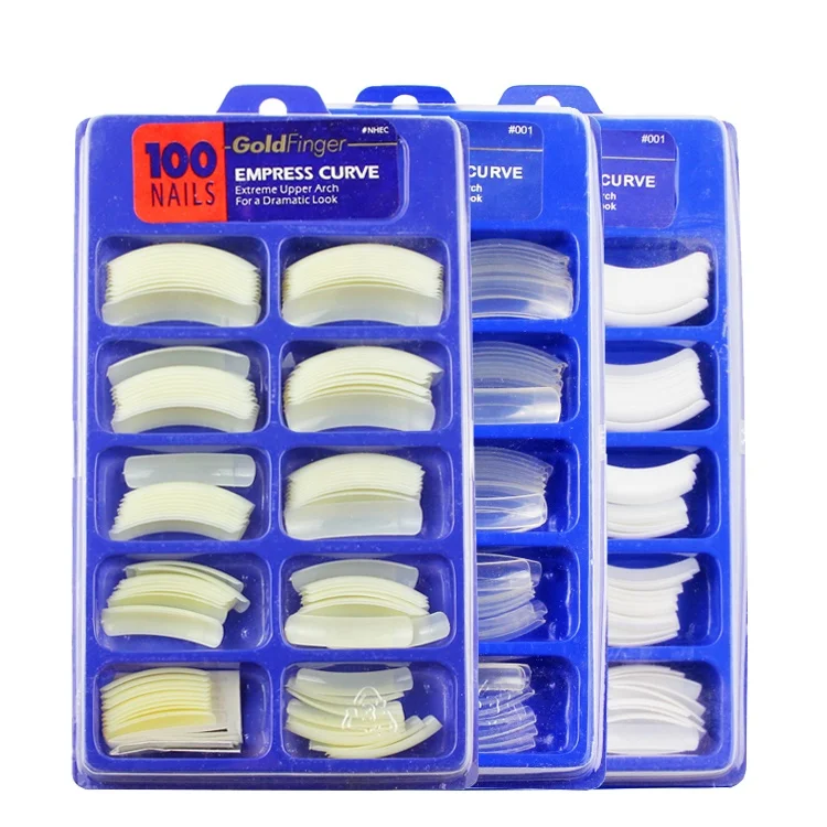 

100 Pcs Long Acrylic Nail Art False Fake Nail Tips Beige