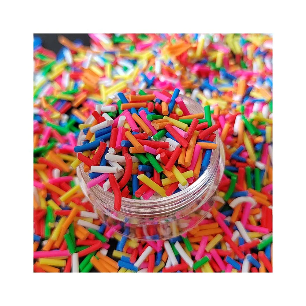 Customized 1.5*7mm Long Bright Colors Polymer Clay Sprinkles Mix for Crafts Making DIY Lovely Confetti