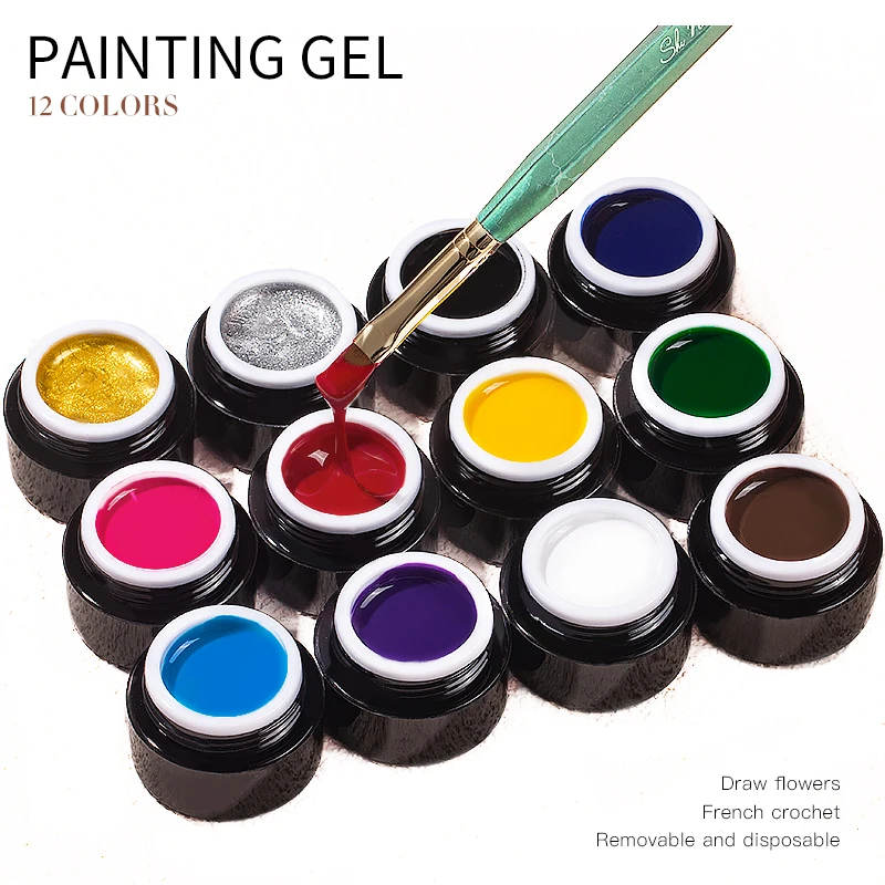 

JTING Free sample design private label gel painting nail art multicolor 12colors kit OEM nail gel paint