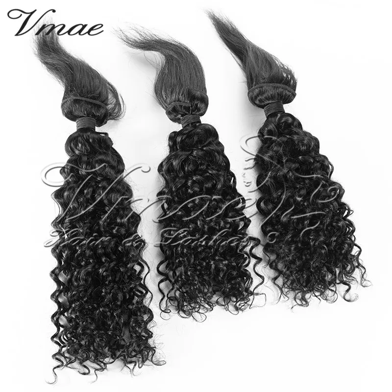 

VMAE Unprocessed Virgin Remy Full Cuticle Aligned Natural Black Water Weave Curl Braid In Bundles Hair Extensions, Natural colors