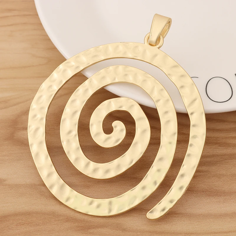 

Matt Gold Large Hammered Vortex Swirl Spiral Charms Pendants for Necklace Jewelry Making Accessories, Gold tone