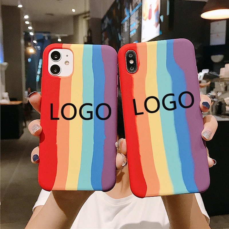 

Factory Wholesale Rainbow silicone case for apple phone case soft microfiber cover for iPhone11 12 13 pro max mini case