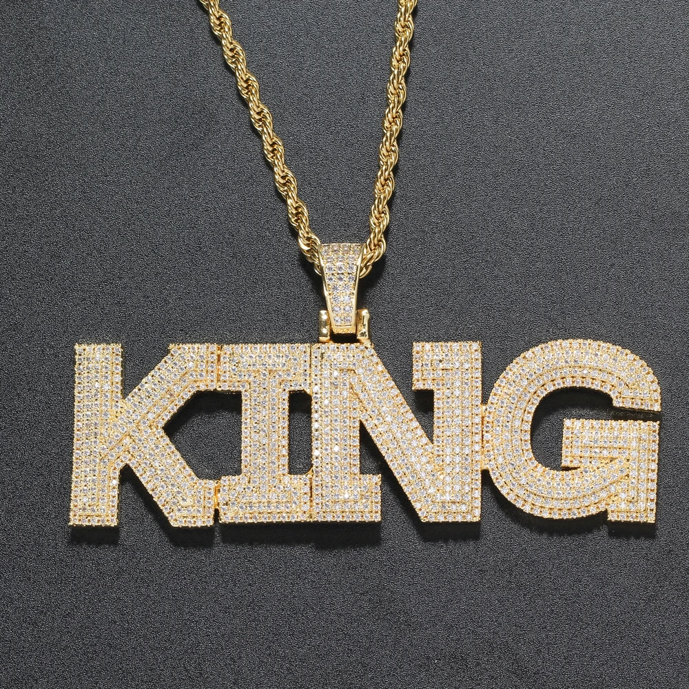CP29 New Brass Customize Pendant Prong Setting with Zircon Bling Bling Necklace Hip Hop Jewelry