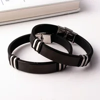 

Fashion black stainless steel silicone men bracelet in stocks mixed wholesale